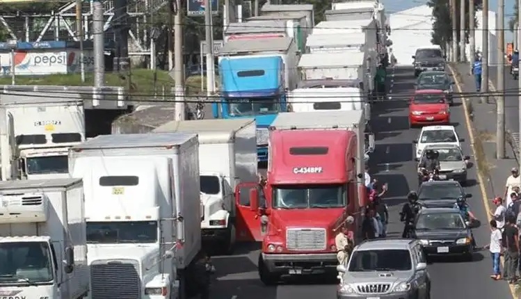 manifestación transporte pesado en Guatemala