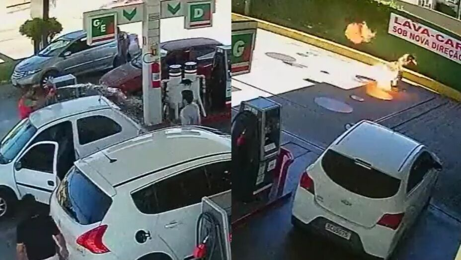 Despachador de gasolinera rocía con gasolina a cliente y le prende fuego tras una discusión que casi termina en tragedia.